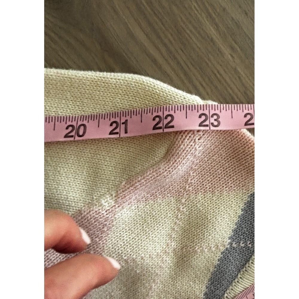 John Galt Brandy Melville Argyle Cardigan Sweater Preppy Light Blue Pink Sz XS/S - Picture 4 of 8